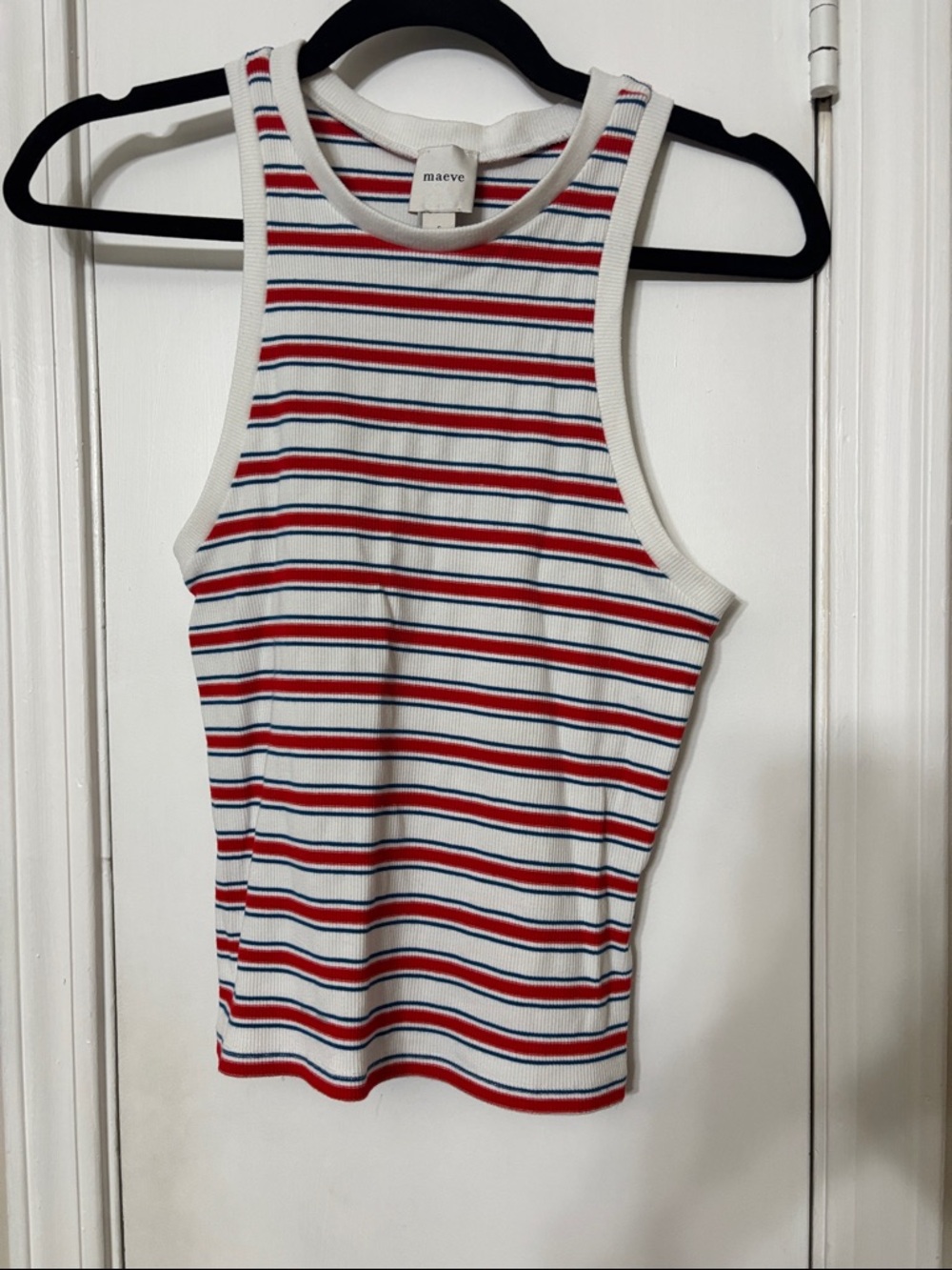Maeve Red White Blue Striped Tank